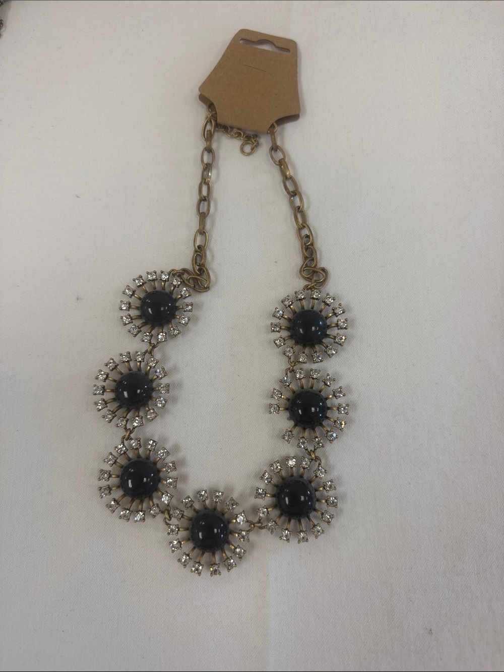J. Crew Navy and Gold Floral Cluster Necklace